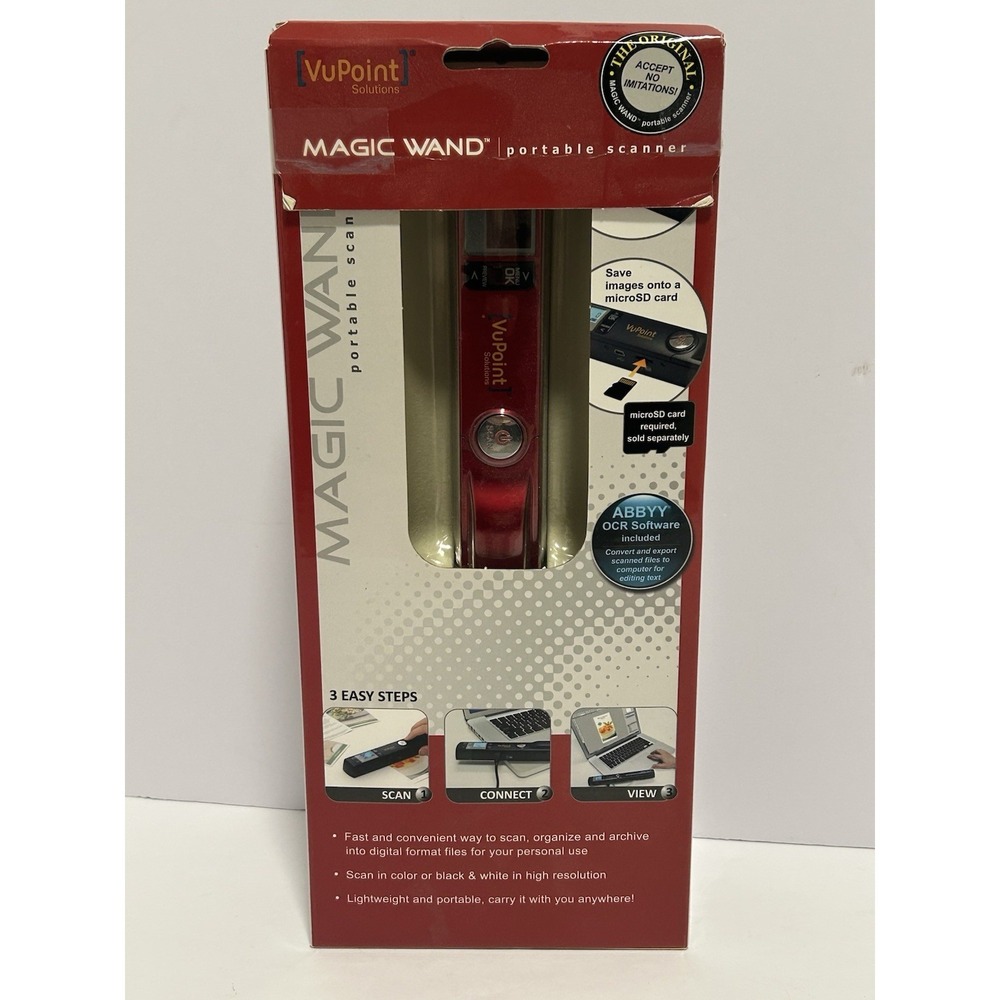 VuPoint Solutions Magic Wand Wireless Portable Handheld Scanner Model ST440R RED